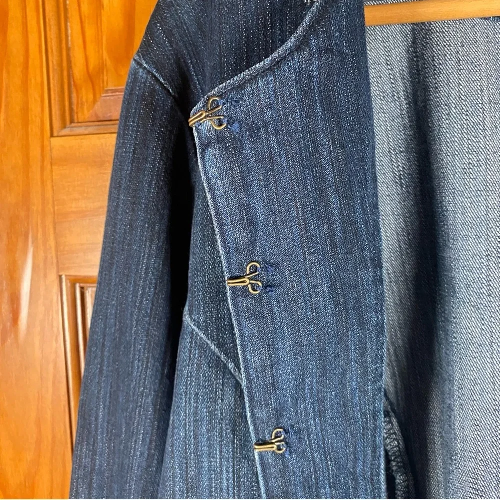 Live a Little Denim Embellished Long Sleeve Jacket with Frog Closures - Picture 6 of 8